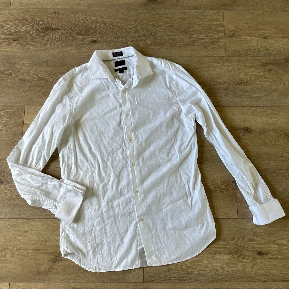 Banana Republic Men’s Grant Fit Fine Italian Fabric White Classic Shirt Sz L